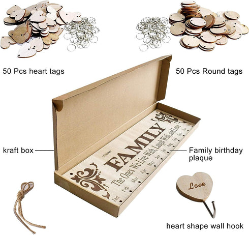 Family Birthday Wall Wooden Hanging Calendar